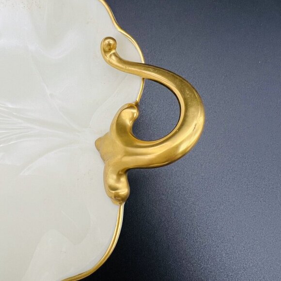 Vintage Lenox Leaf Dish Hand Painted 24K Gold TrimBone China Trinket Candy 7.5” - Picture 5 of 7